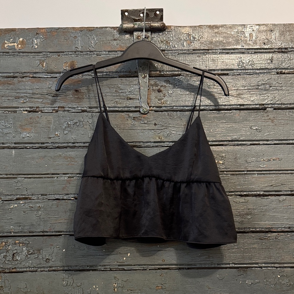 Aritzia Wilfred Black Satin Lover Tank